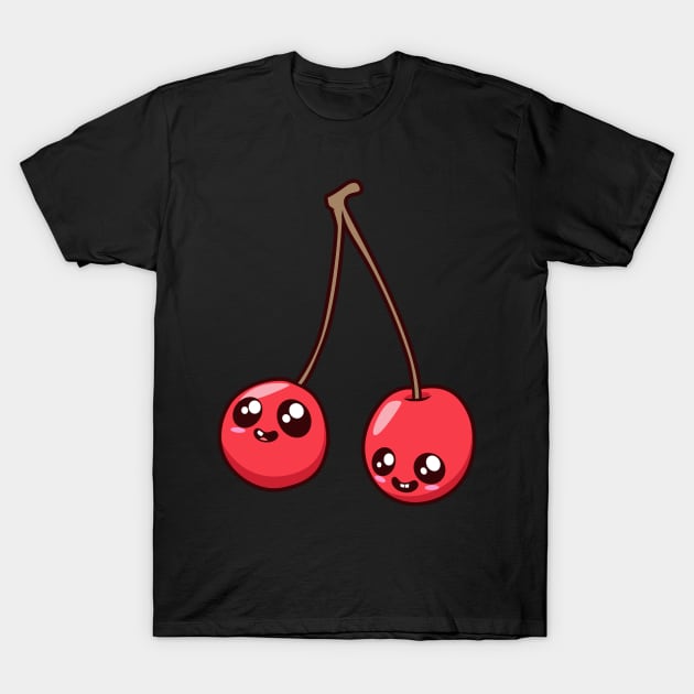 Kawaii Cartoon Cherry T-Shirt by Modern Medieval Design